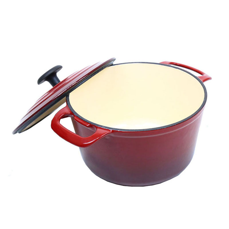 Factory Custom Logo Enameled Cast Iron Dutch Oven Shallow Casserole with Dual Handle