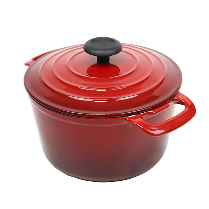 Factory Custom Logo Enameled Cast Iron Dutch Oven Shallow Casserole with Dual Handle