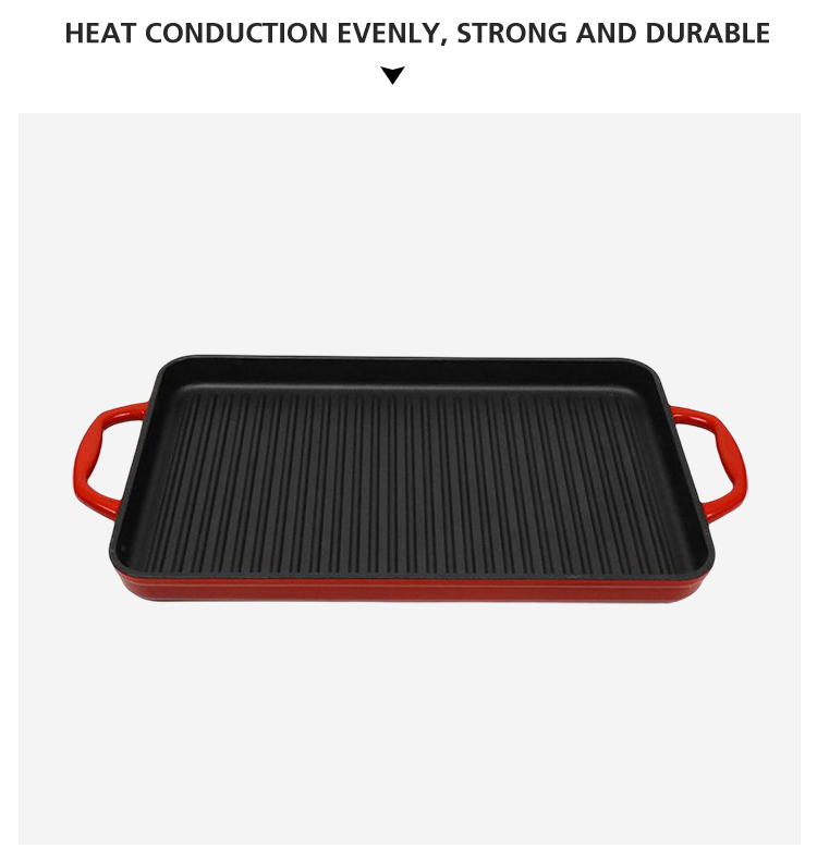 Outdoor 42CM Grill Plate Cookware Extra Large Double Burner Cast Iron Enameled BBQ Grill Pan Griddle Plate