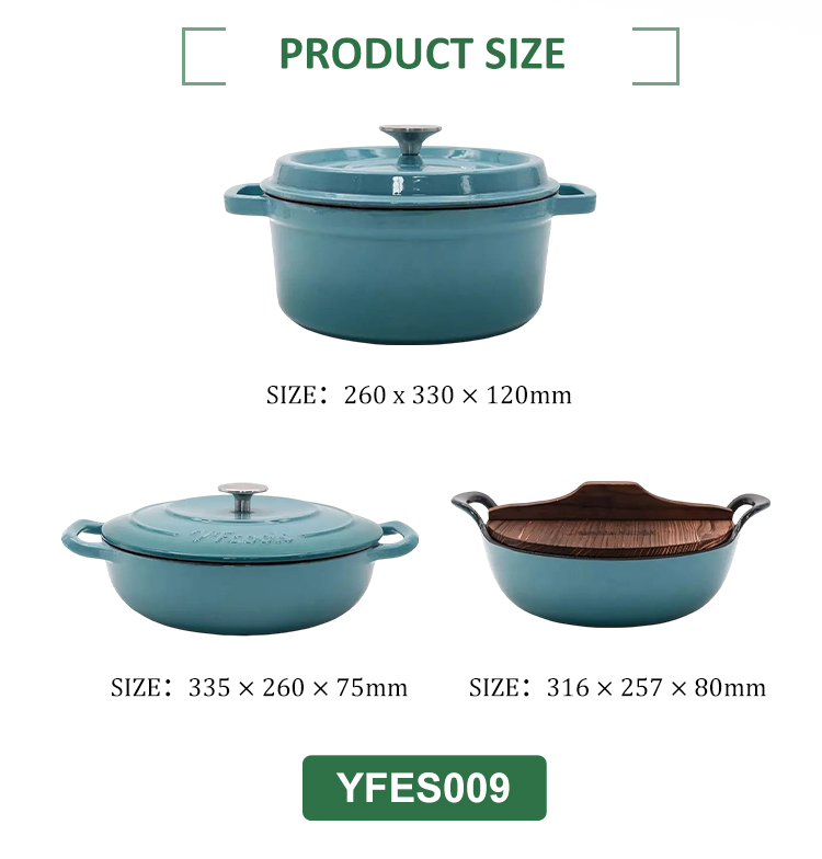 Hot Sale Blue Food Cooking Pot Enameled Cast Iron Balti Dish Casserole Seafood Pot with Wide Loop Handles