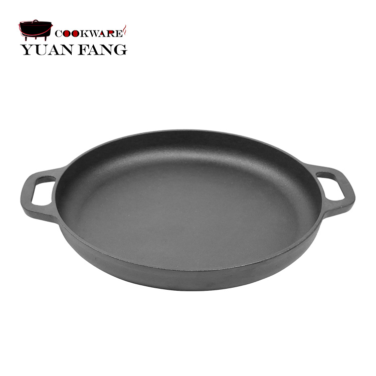 Factory Supply 30/33/35CM Pre-Seasoned Cookware Deep Frying Pan Cast Iron Baking Pan With Loop Handles