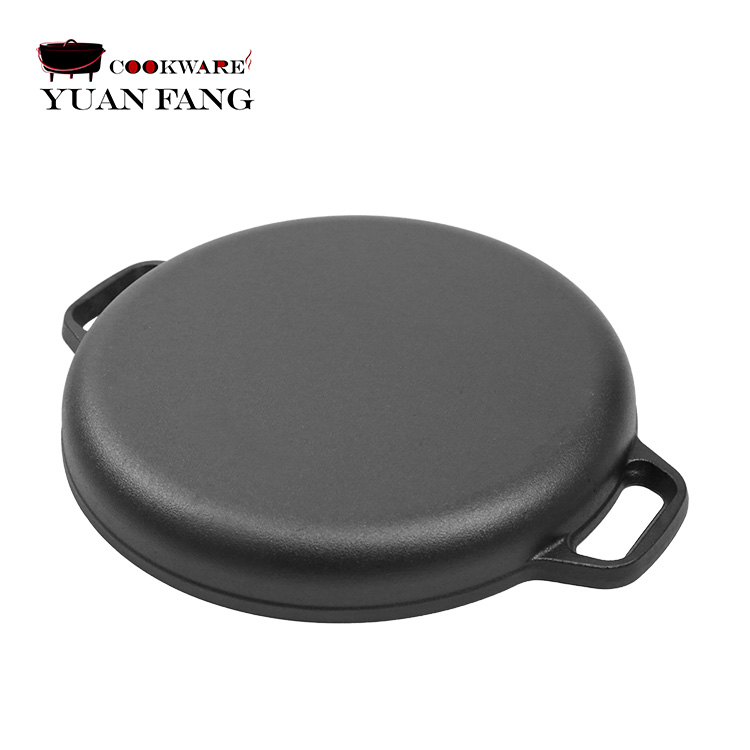 Factory Supply 30/33/35CM Pre-Seasoned Cookware Deep Frying Pan Cast Iron Baking Pan With Loop Handles