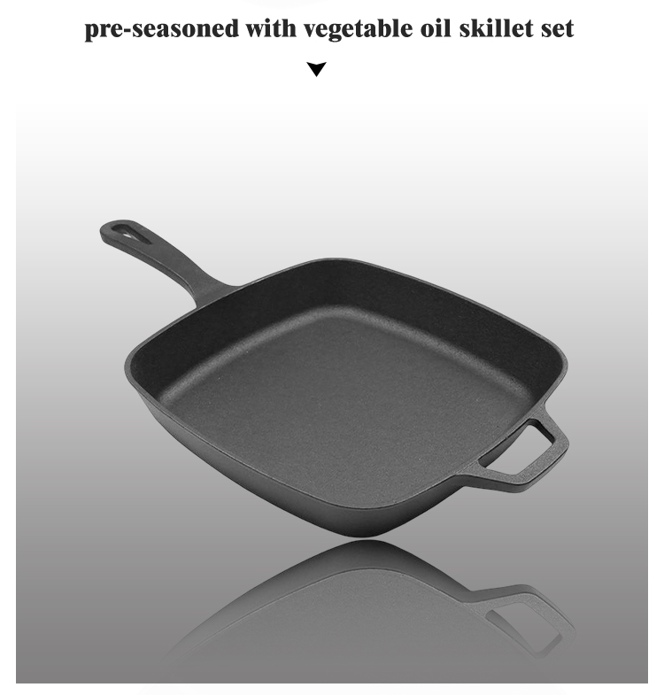 Pre-Seasoned 30CM Nonstick Cookware Cast Iron Square Skillet for Grill, Gas, Oven, Electric, Induction
