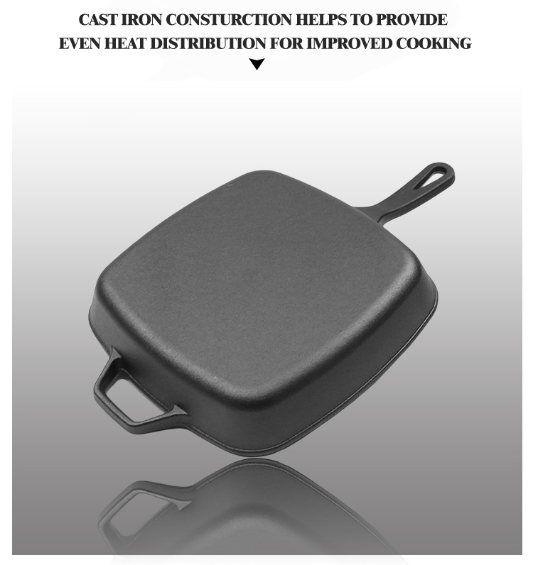 Pre-Seasoned 30CM Nonstick Cookware Cast Iron Square Skillet for Grill, Gas, Oven, Electric, Induction