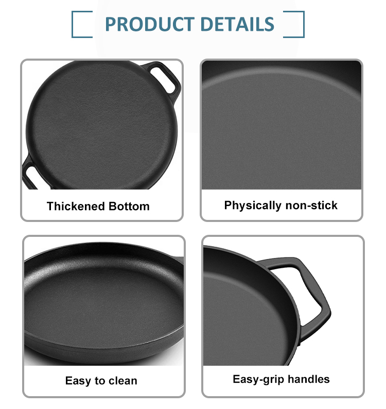 Hot Sale 30cm Cast Iron Frying Pan Skillet Egg Frying Pan with Non Stick Pre-seasoned Coating